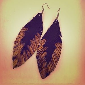 Fabulous, hand painted fringed leather earrings